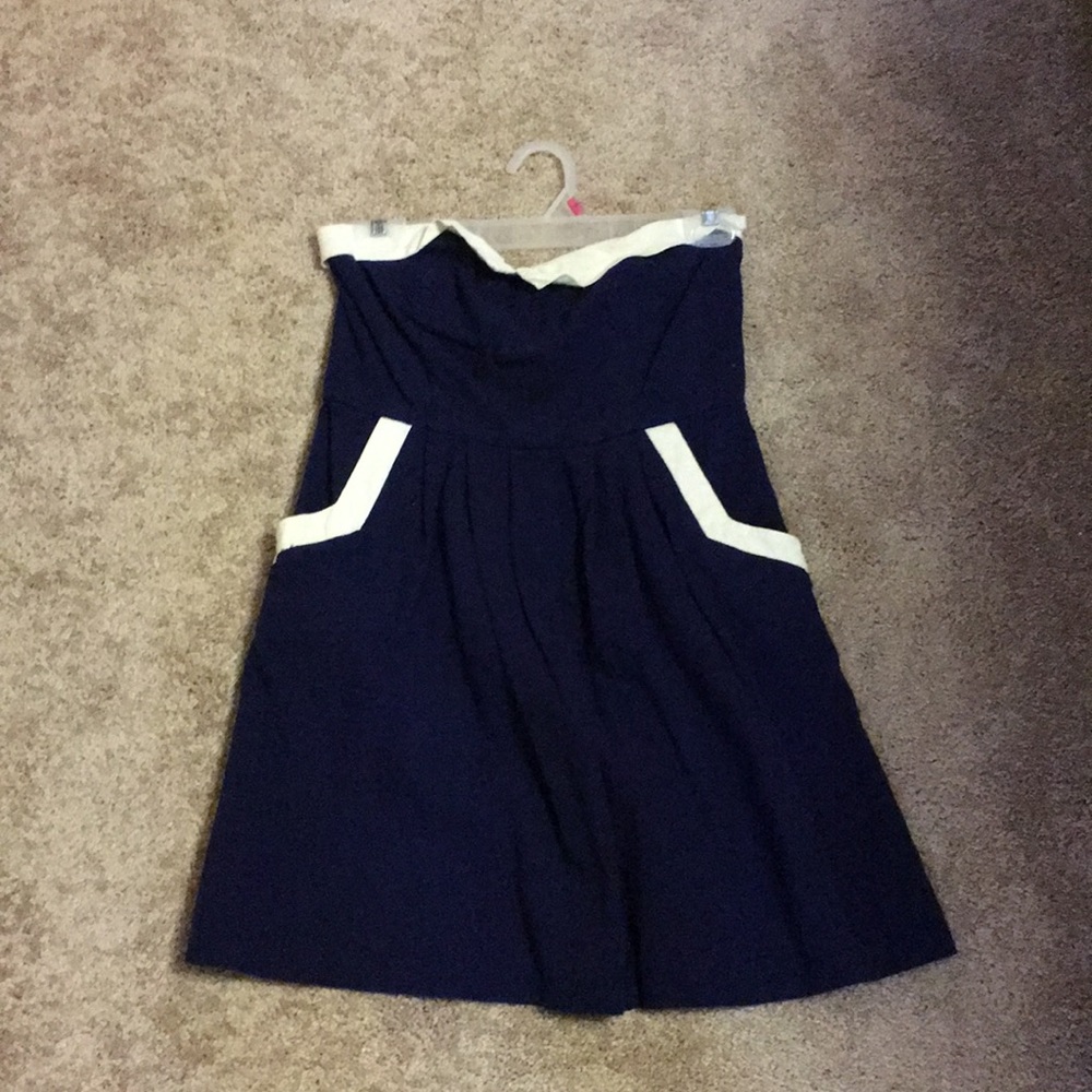 Blue and white dress